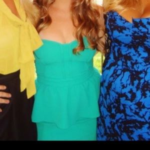 Mini turquoise peplum dress